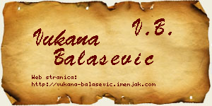 Vukana Balašević vizit kartica